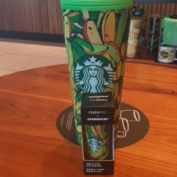 Combo Starbucks x FARM Rio 24oz Tumbler w Banana Straw Topper and Starbucks Trop - Picture 4 of 4
